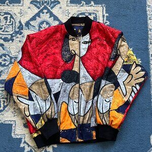 Vintage 80s Picasso Art Jacket Reversible Windbreaker Sz L RARE